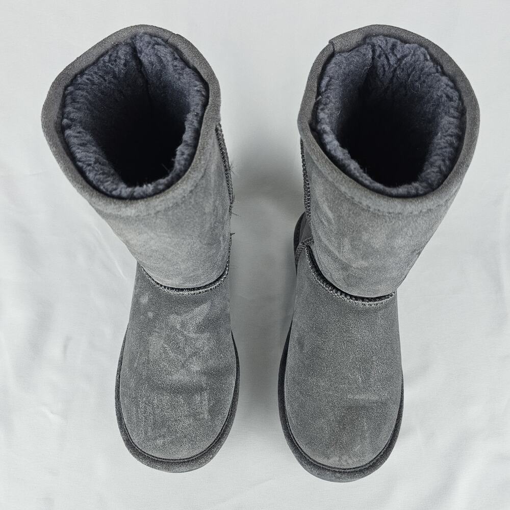 Bearpaw Emma Short Suede Winter Boots Gray Women’s Size 7 Sheepskin Lined - Picture 4 of 16